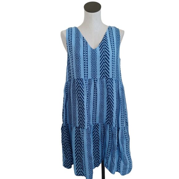 Bella Umbra Dress 100% Linen Sleeveless V Neck Blue Womens size Medium - Picture 1 of 13